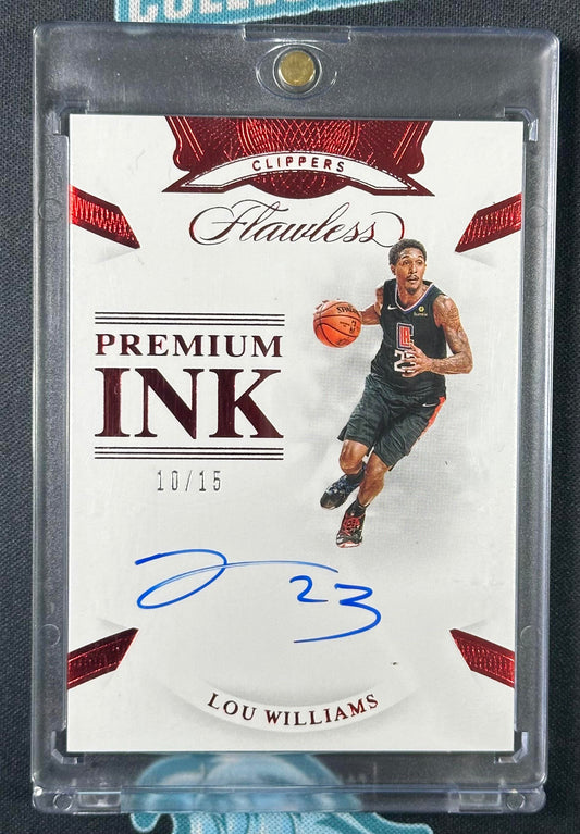 2019-20 Panini Flawless #PI-LWL Lou Williams Premium Ink Ruby 10/15