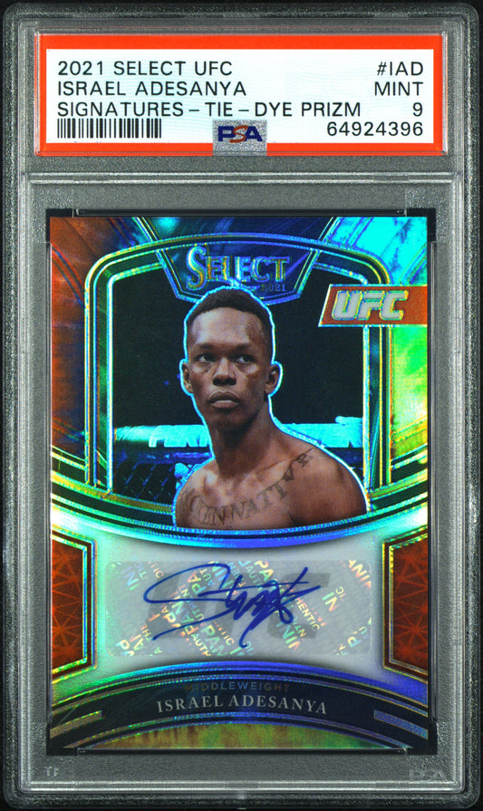 2021 Panini Select Ufc Signatures Israel Adesanya Signatures-Tie-Dye Prizm PSA 9