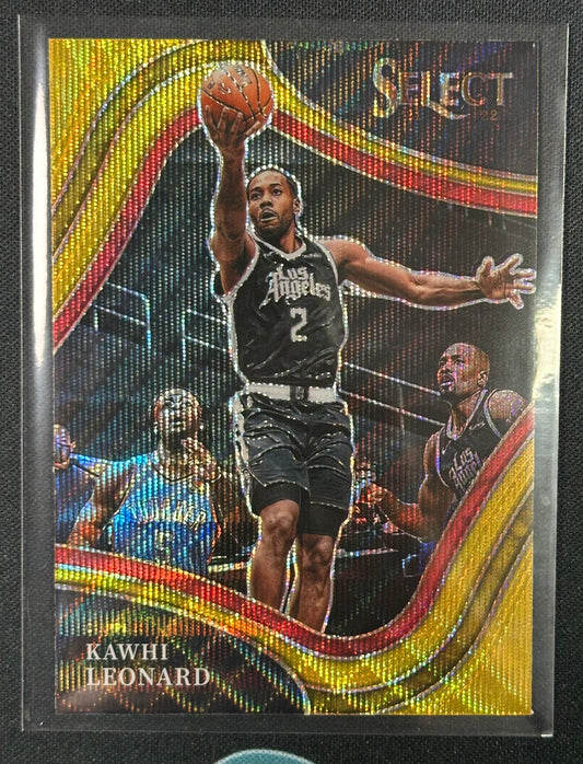 2021-22 Panini Select #217 Kawhi Leonard Gold Wave Prizms