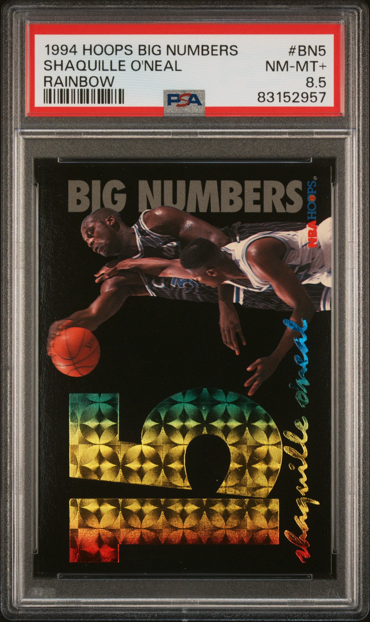 1994 Hoops Big Numbers #BN5 Shaquille O'Neal Rainbow PSA 8.5