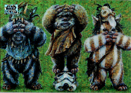 2024 Topps Chrome Star Wars Galaxy #97 Ewok No Evil Mini Diamond Refractor