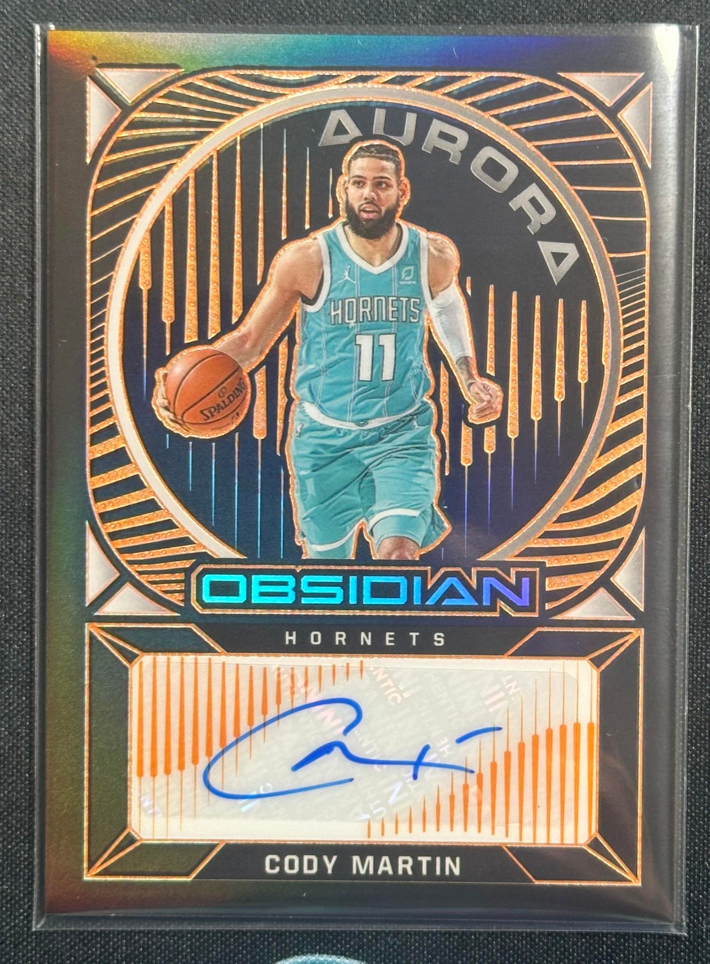 2020-21 Panini Obsidian Cody Martin Aurora Autographs Electric Etch Orange #/50