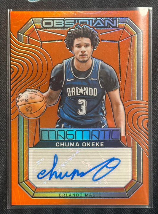 2023-24 Obsidian Chuma Okeke Magmatic Signatures Electric Etch Orange Flood #/75