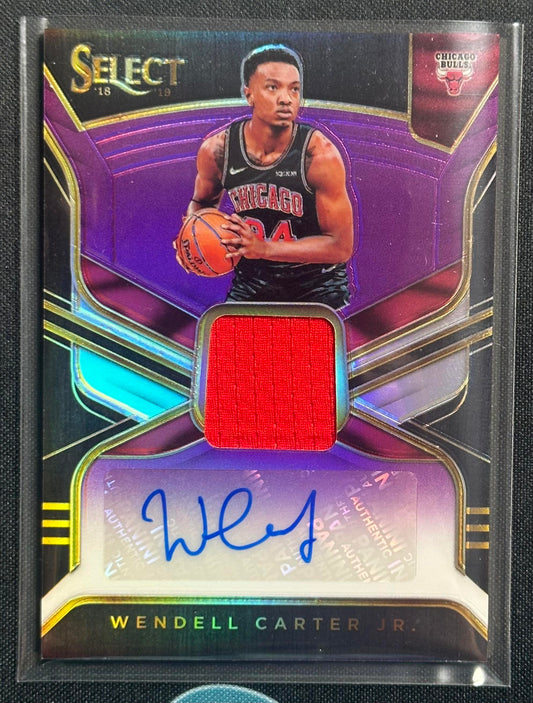 2018-19 Panini Select Wendell Carter Jr. Rookie Jersey Autographs Purple #/99