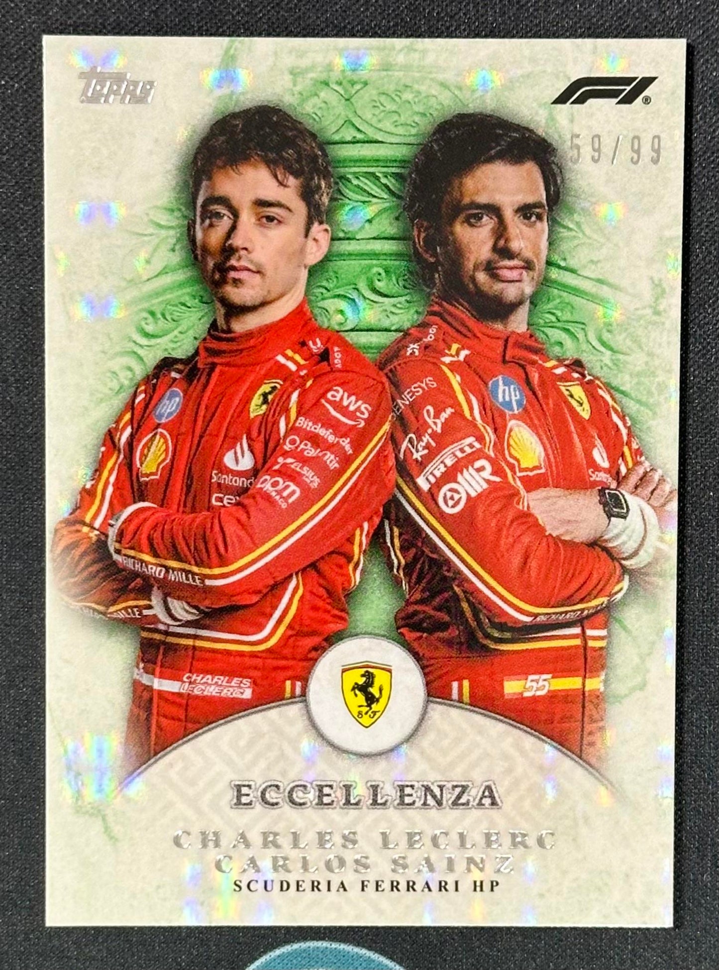 2024 Topps Eccellenza Formula 1 #NNO Charles Leclerc / Carlos Sainz Green /99