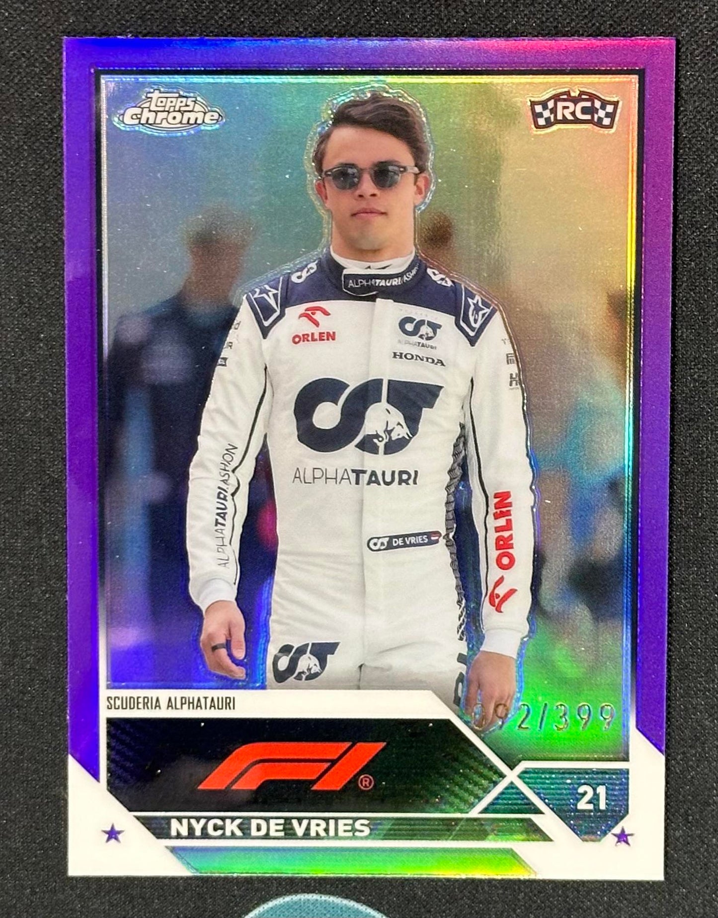 2023 Topps Chrome Formula 1 #68 Nyck De Vries Purple Refractor #/399