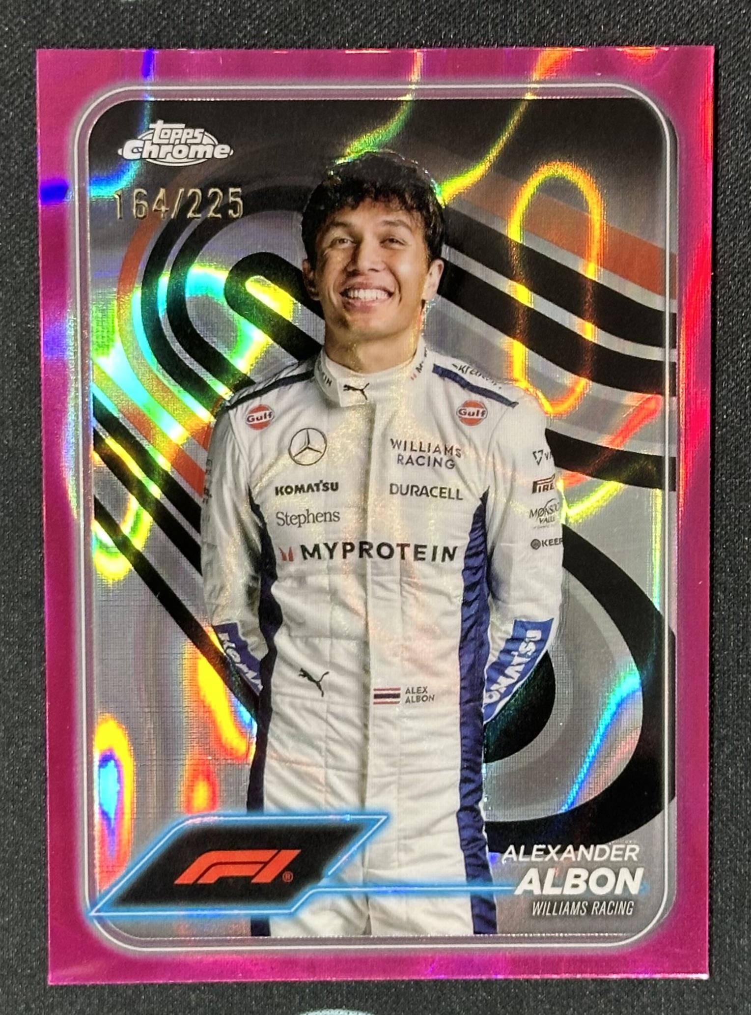 2024 Topps Chrome Formula 1 #19 Alexander Albon Fuchsia Lava Refractors #/225