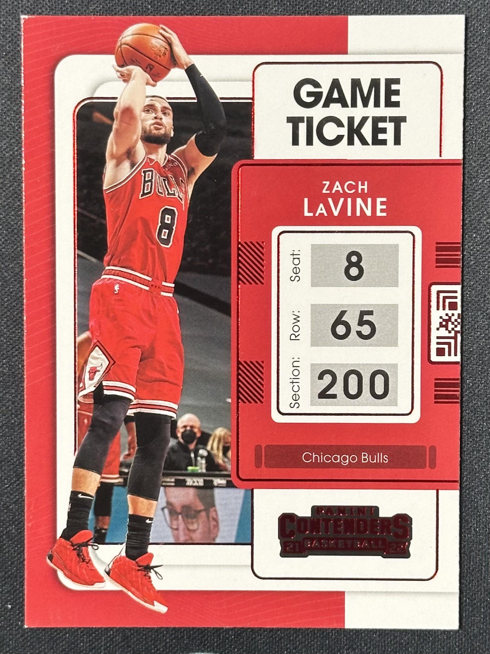 2021-22 Panini Contenders #46 Zach LaVine Game Ticket Red