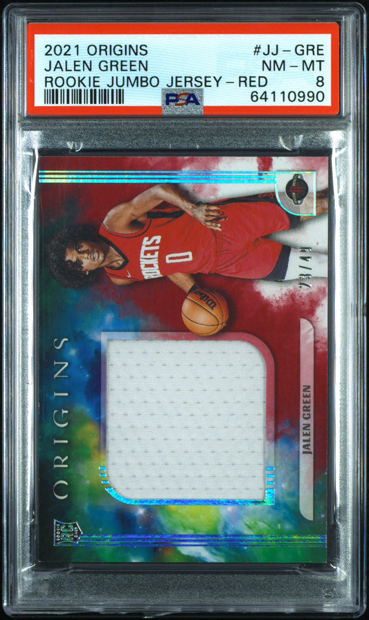 2021 Panini Origins Jalen Green Rookie Jumbo Jersey-Red PSA 8