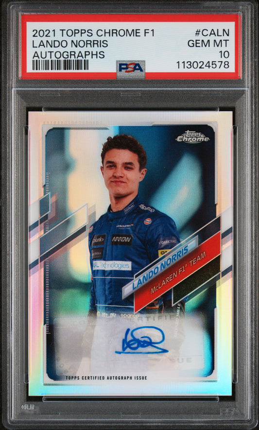 2021 Topps Chrome Formula 1 Autographs #CALN Lando Norris Autographs PSA 10 /135