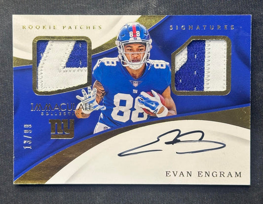 2017 Panini Immaculate Collection Evan Engram Signature Patches Rookie Gold #/25
