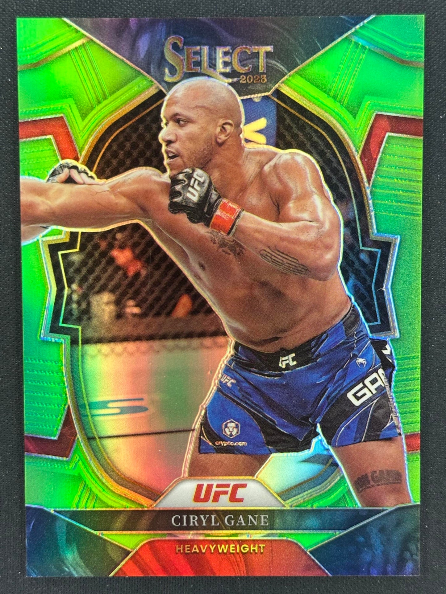 2023 Panini Select UFC #95 Ciryl Gane Neon Green Prizms #/75