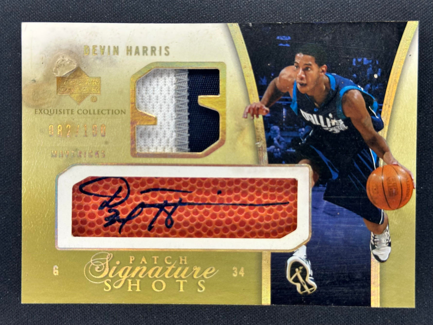 2004-05 Upper Deck Exquisite Devin Harris Signature Shots Patches /100 (Damaged)