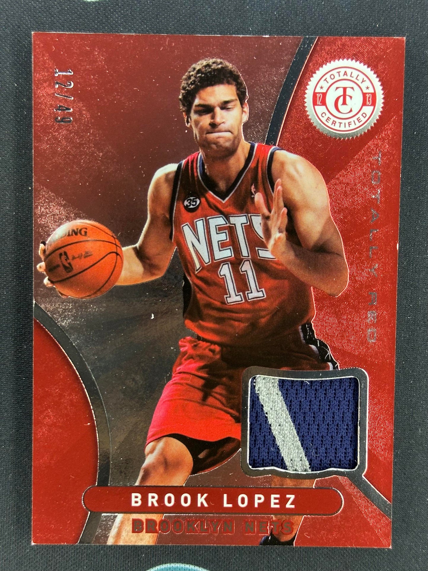 2012-13 Panini Totally Certified 4 Brook Lopez Totally Red Memorabilia Prime /49