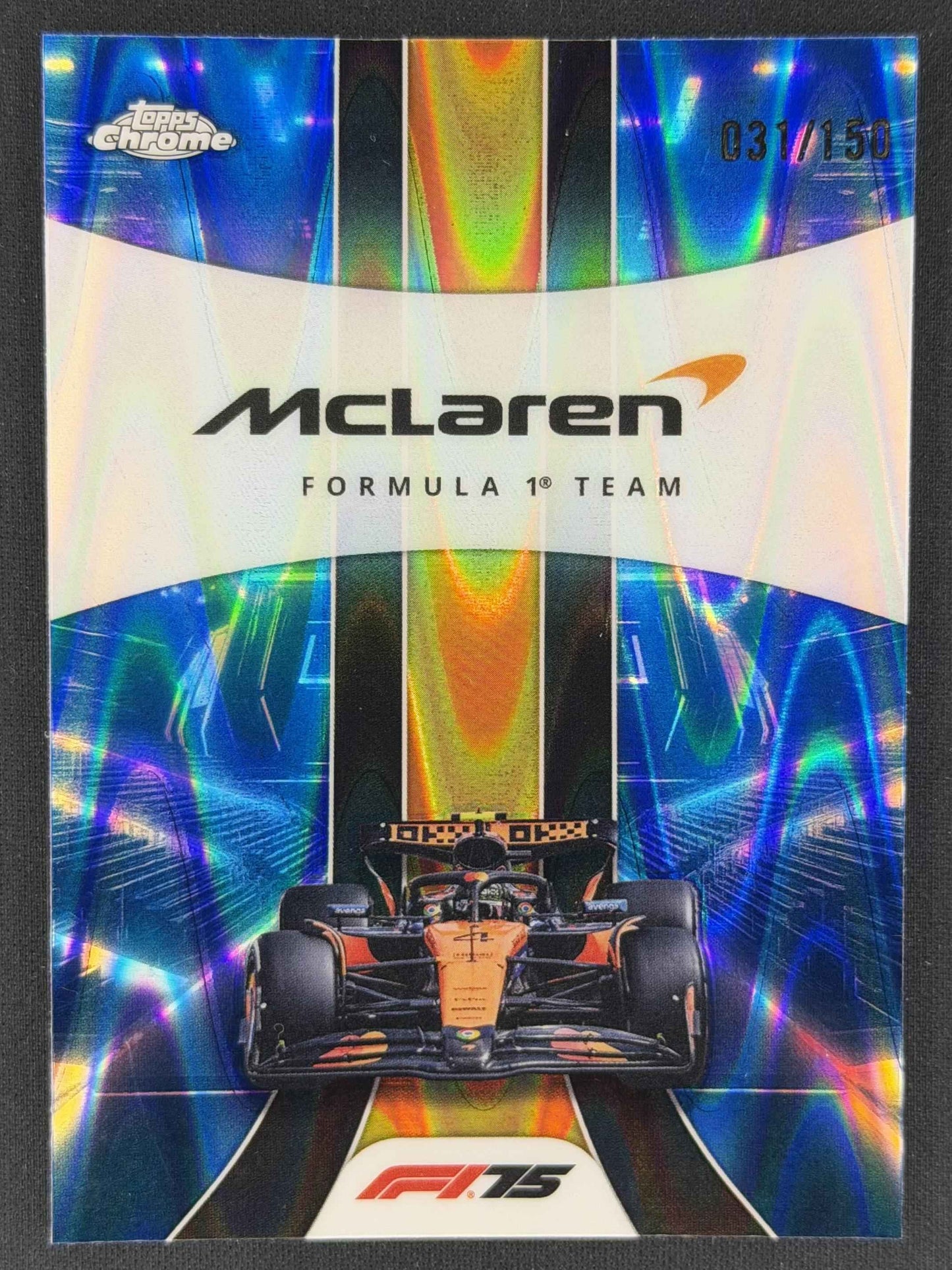 2025 Topps Chrome F1 McLaren Formula 1 Team LOGO Blue RayWave Refractor /150