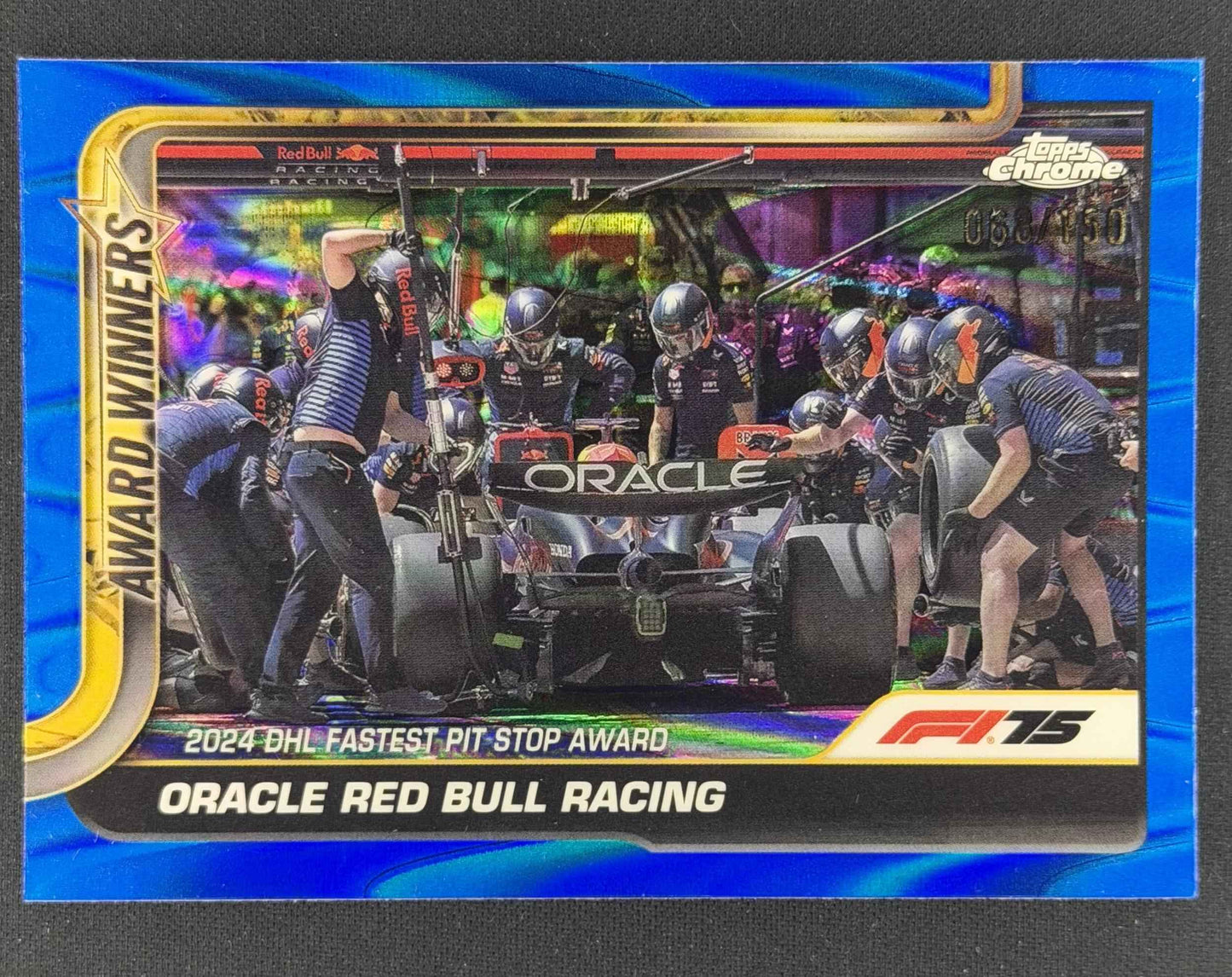 2025 Topps Chrome F1 146 Oracle Red Bull Racing Blue RayWave Refractor /150