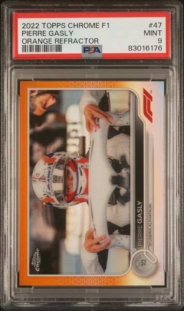 2022 TOPPS CHROME F1 PIERRE GASLY ORANGE REFRACTOR PSA 9
