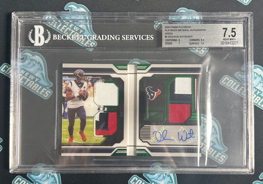 2020 Panini playbook material Autograph's green #9 Deshaun Watson /10 BGS 7.5