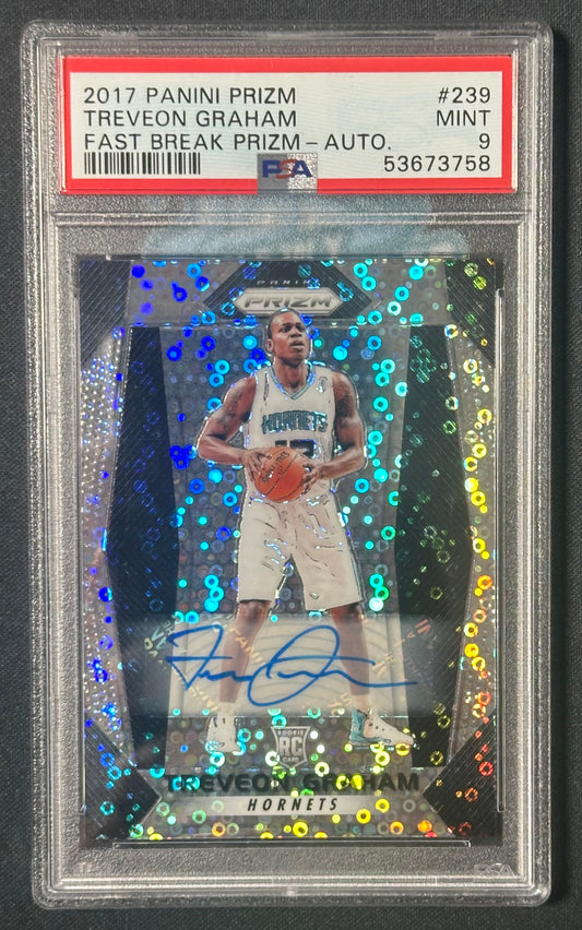 2017 Panini Prizm #239 Treveon Graham Fast Break Prizm-Auto. PSA 9