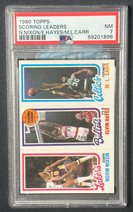1980 Topps Scoring Leader Nixon, Hayes, Carr PSA NM 7
