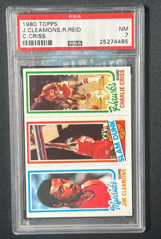 1980 Topps Cleamons, Reid, Criss PSA NM 7