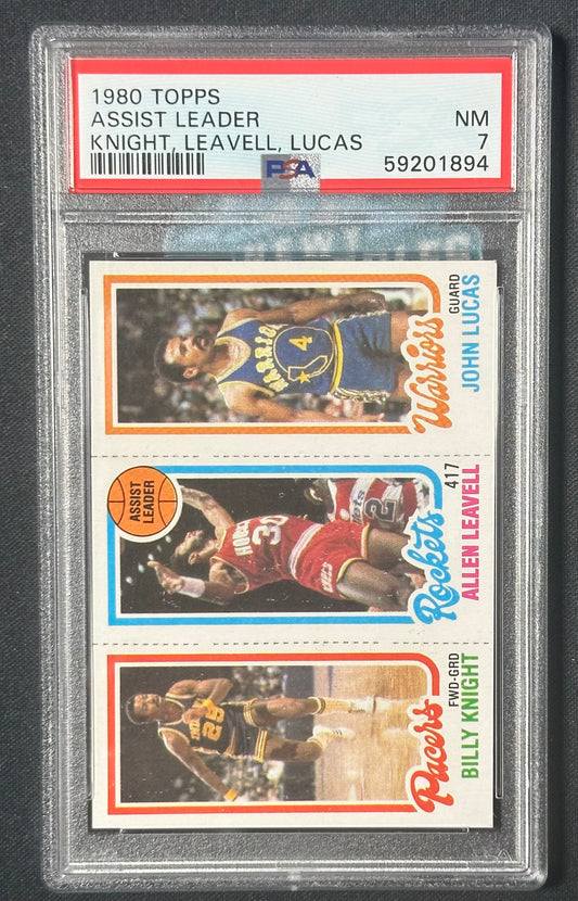 1980 Topps Assist Leader Knight, Leavell, Lucas PSA NM 7