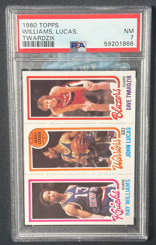1980 Topps Assist Leader Williams, Lucas, Twardzik PSA NM 7