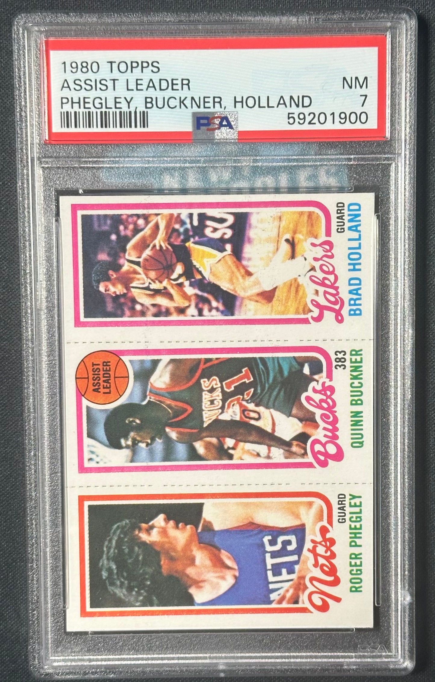 1980 Topps Assist Leader Phegley، Buckner، Holland PSA NM 7