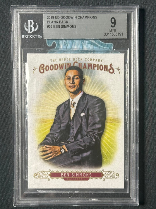 2018 UD GOODWIN CHAMPIONS BLANK BACK #25 BEN SIMMONS BGS 9