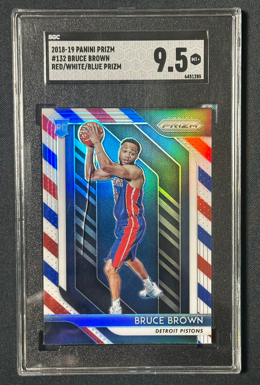 2018-19 Panini Prizm #132 Bruce Brown Prizms Red White and Blue SGC 9.5