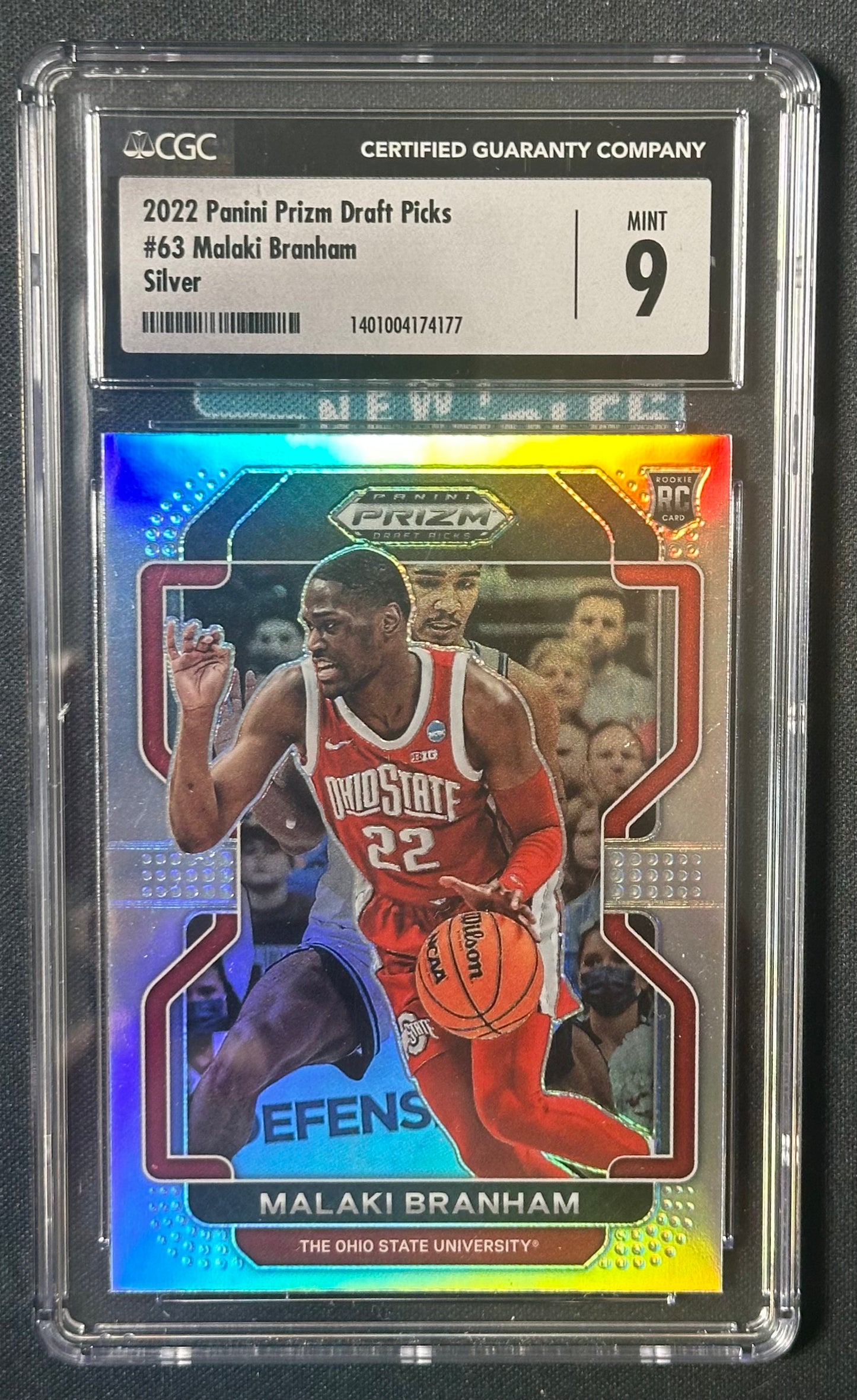 2022 Panini Prizm Draft Picks #63 Malaki Branham Silver SGC 9