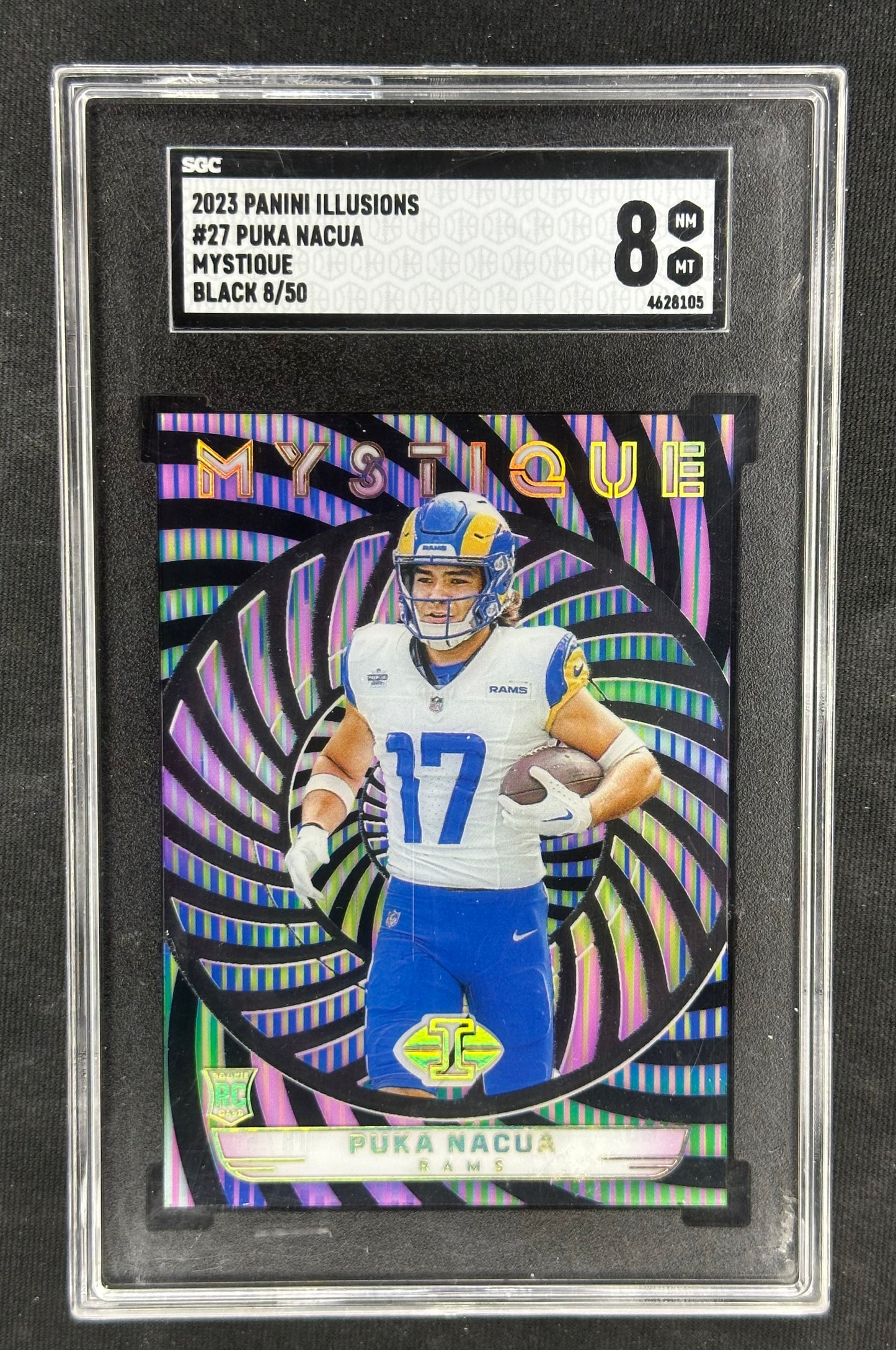 2023 Panini Illusions #27 Puka Nacua Mystique Black /50 SGC 8