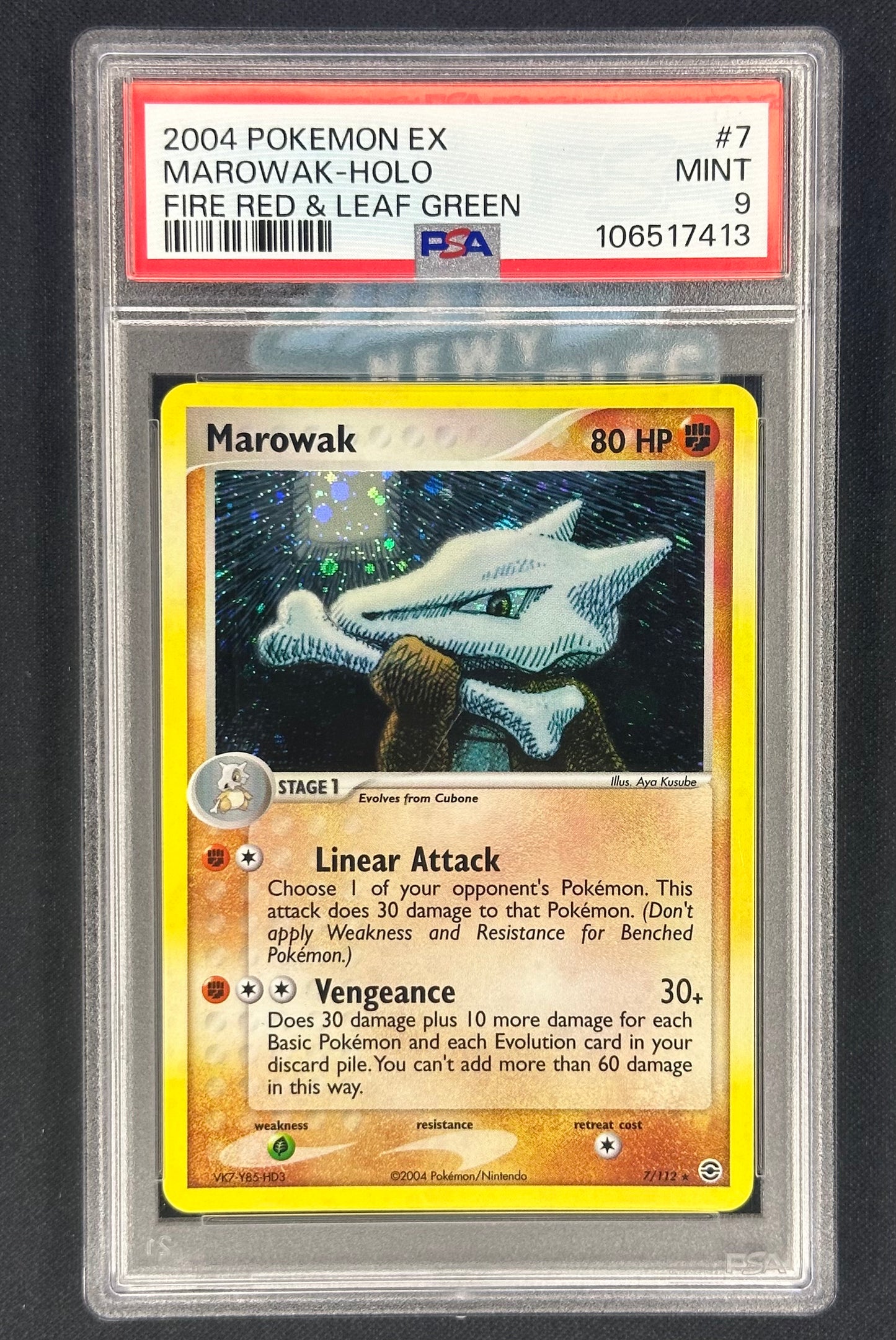 2004 Pokemon Ex Fire Red & Leaf Green #7 Marowak-holo Fire Red & Leaf Green PSA 9