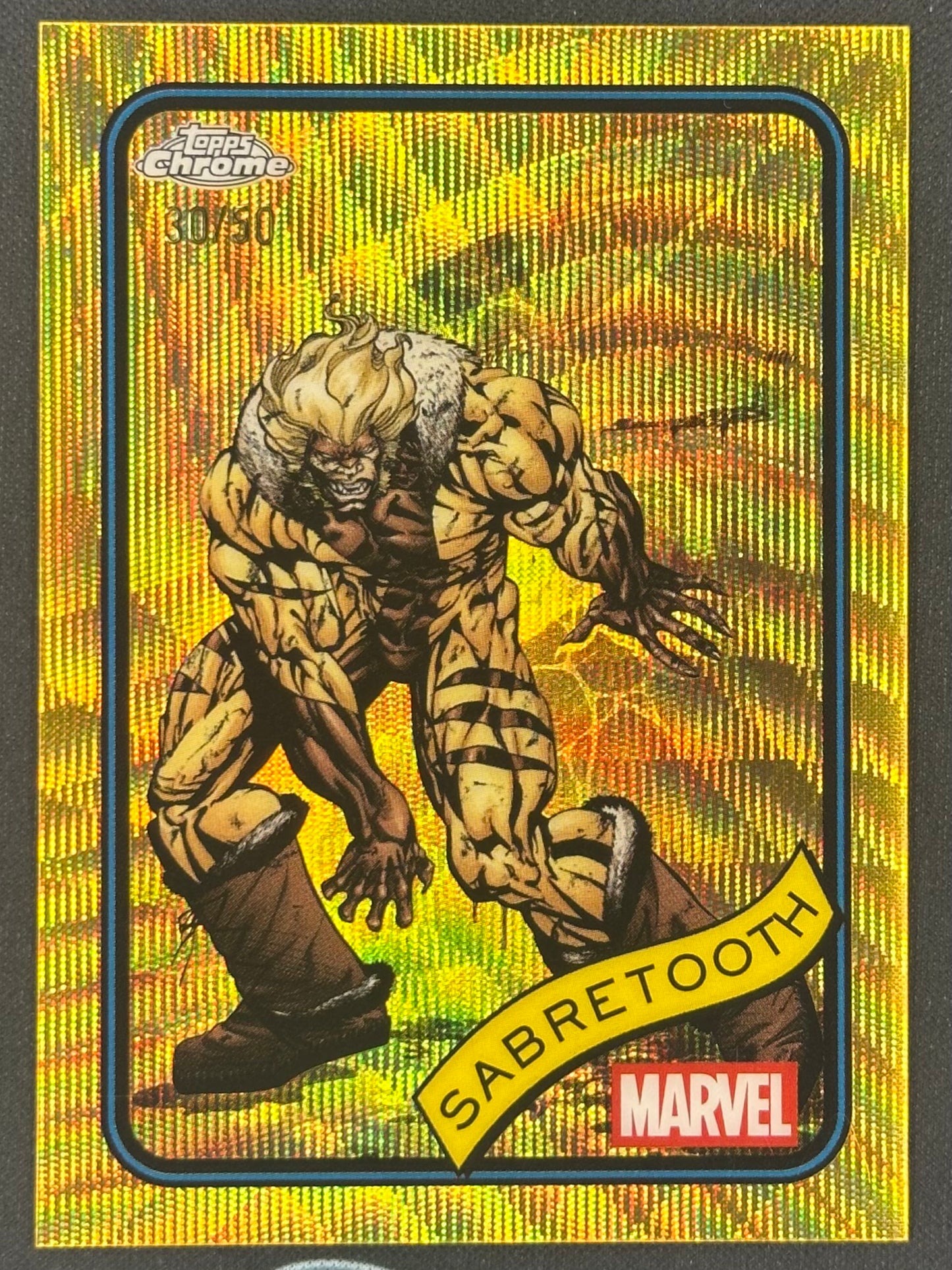 2025 Topps Chrome Marvel Sabretooth Gold Wave Refractor /50