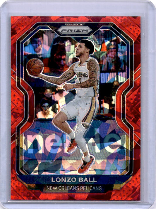 2020-21 Panini Prizm #224 Lonzo Ball Red Ice Prizms