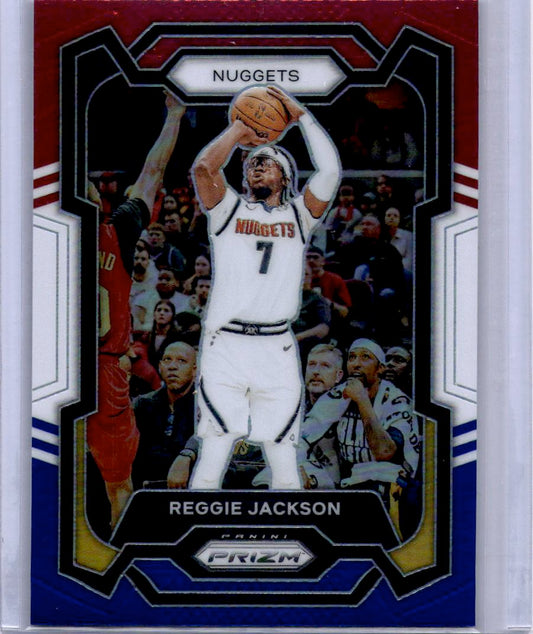 2023-24 Panini Prizm #235 Reggie Jackson Prizms Red White and Blue