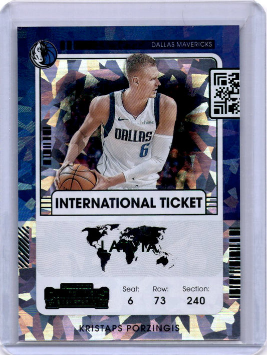 2021-22 Panini Contenders #1 Kristaps Porzingis International Ticket Green Ice