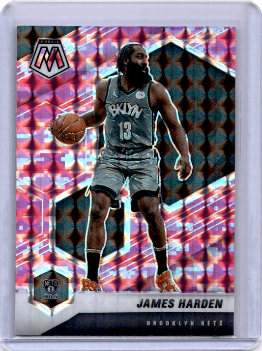 2020-21 Panini Mosaic #173 James Harden Mosaic Camo Pink