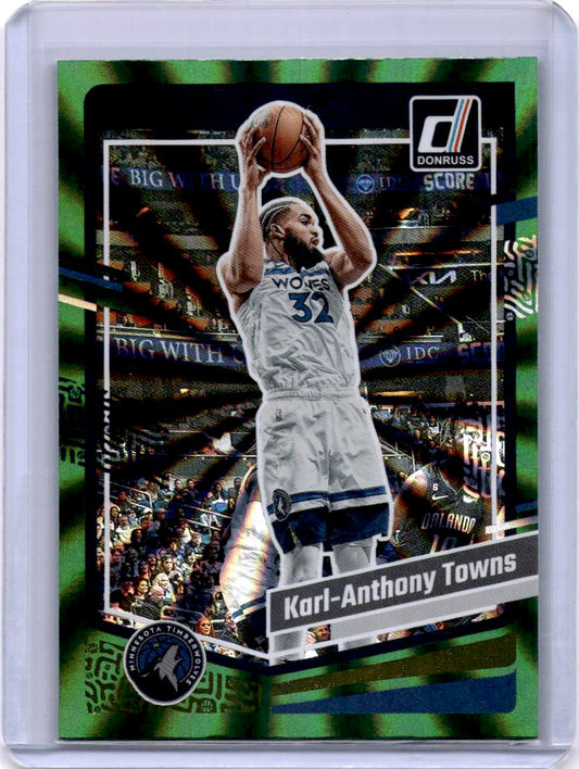 2023-24 Donruss #155 Karl-Anthony Towns Green Laser Holo