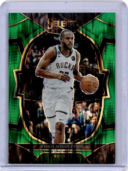 2022-23 Panini Select #28 Khris Middleton Green Shock Prizms