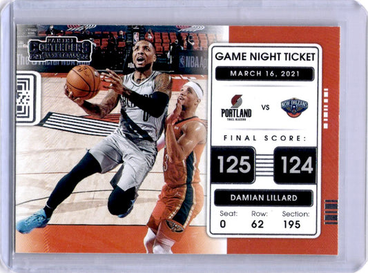 2021-22 Panini Contenders #12 Damian Lillard Game Night Ticket