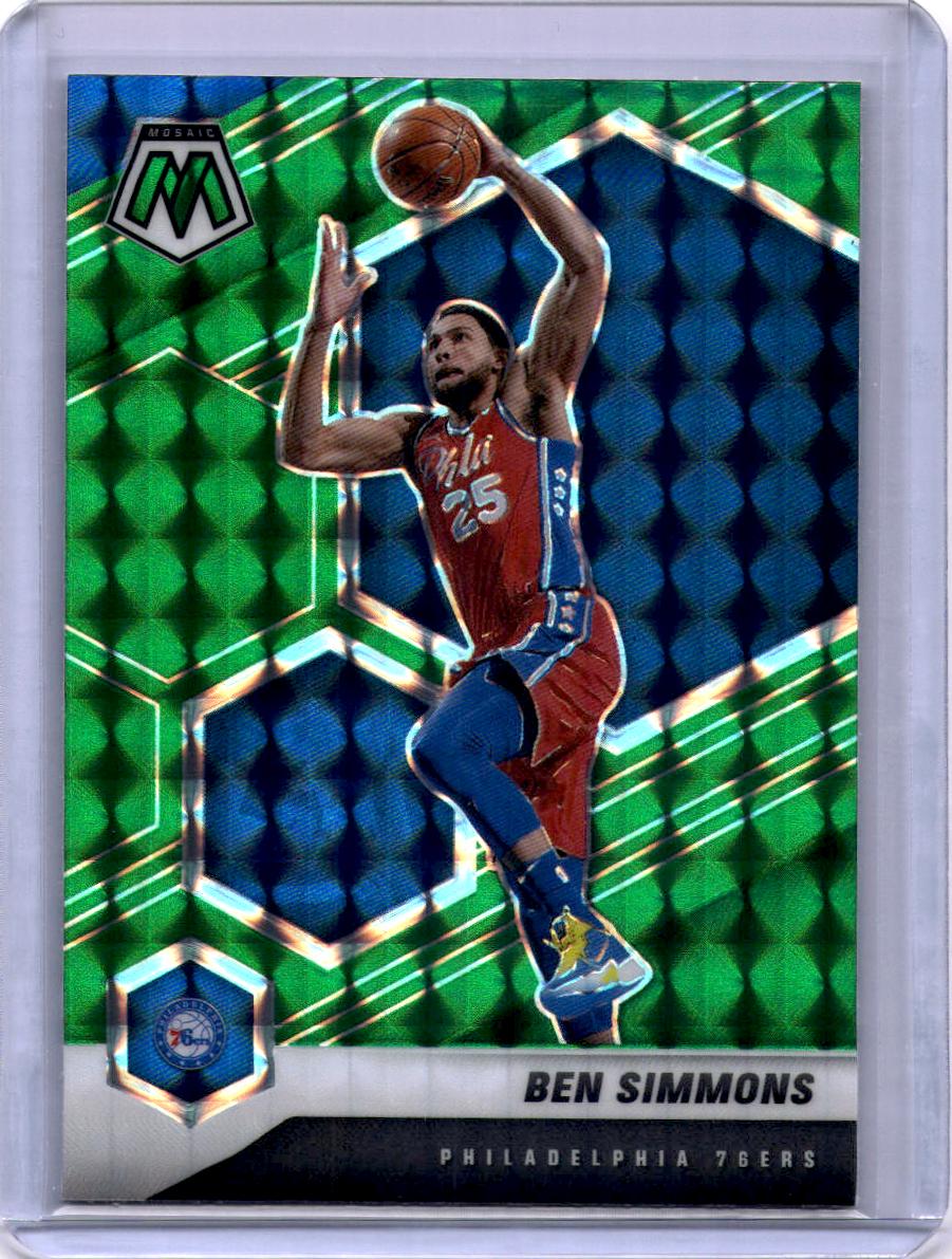 2020-21 Panini Mosaic #104 Ben Simmons Mosaic Green