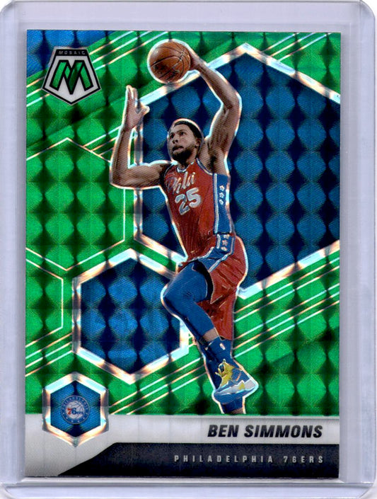 2020-21 Panini Mosaic #104 Ben Simmons Mosaic Green