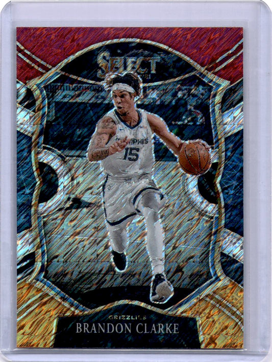 2020-21 Panini Select #55 Brandon Clarke Red White Orange Shimmer