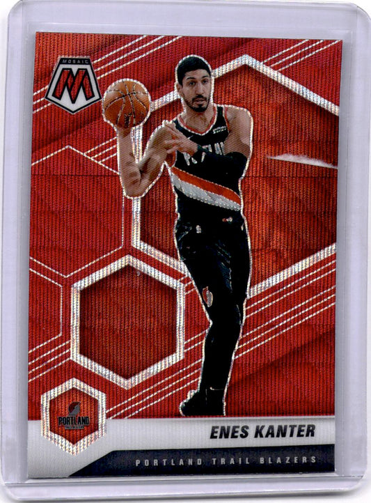 2020-21 Panini Mosaic #120 Enes Kanter Mosaic Red Wave