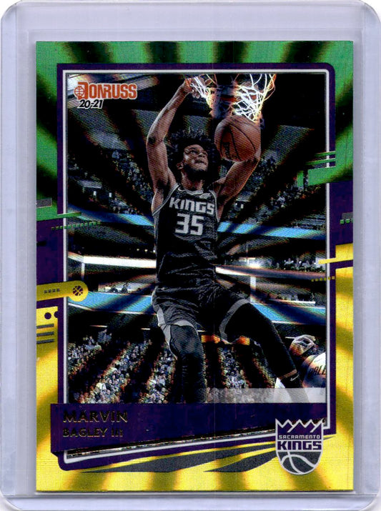 2020-21 Donruss #24 Marvin Bagley III Holo Green and Yellow Laser