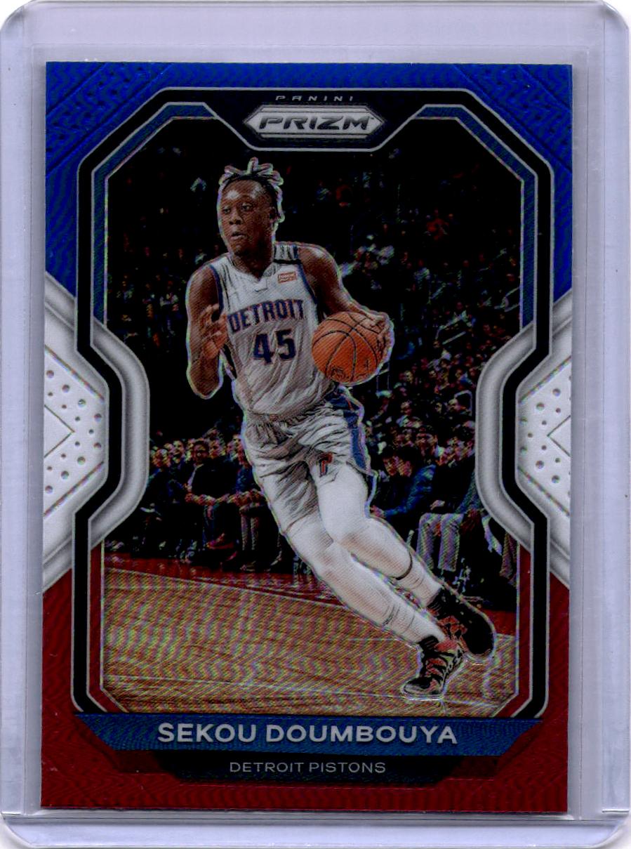 2020-21 Panini Prizm #58 Sekou Doumbouya Red, White and Blue Prizms