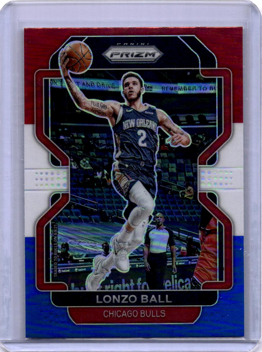 2021-22 Panini Prizm #69 Lonzo Ball Red White and Blue