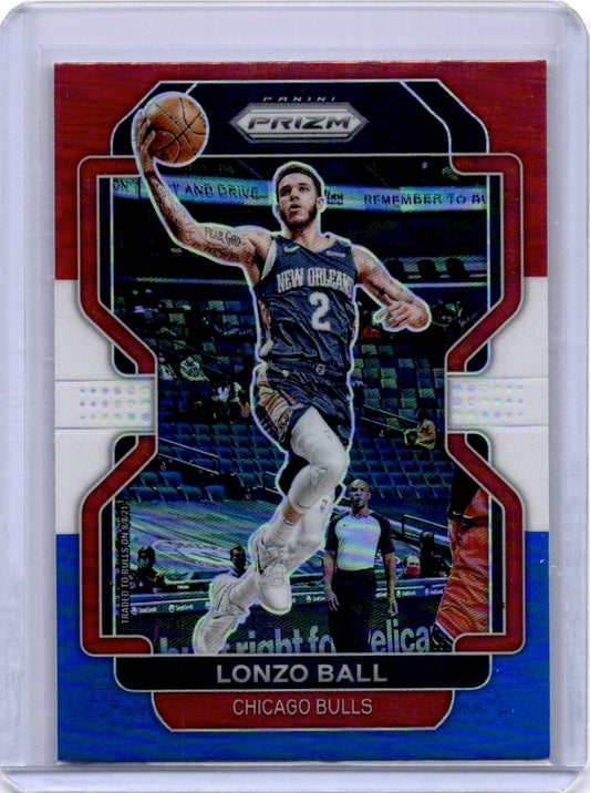 2021-22 Panini Prizm #69 Lonzo Ball Red White and Blue