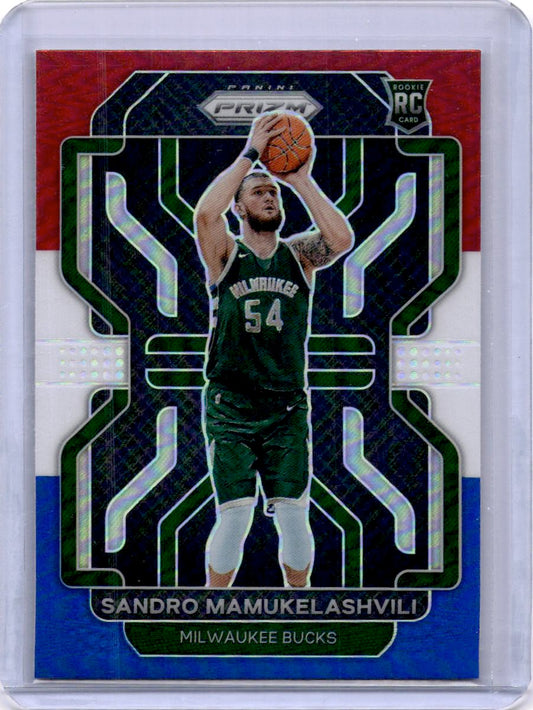 2021-22 Panini Prizm #293 Sandro Mamukelashvili Red White and Blue